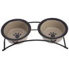 2-Bowl Pet Feeder With Stand, Taupe