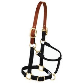 Horse Halter, Breakaway, Black Nylon/Leather, 1-In., Average/Weanling Draft