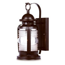 Wall Light Fixture, Outdoor, Weathered Bronze & Clear Glass, 60-Watt, 6 x 12.75-In.