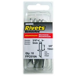 Aluminum Rivet, X-Long, 3/16-In. Dia., 10-Pk.