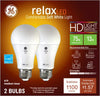 GE Lighting GE Relax HD Soft White 75W Replacement LED Indoor General Purpose A19 Light Bulbs (2-Pack) (75 W)