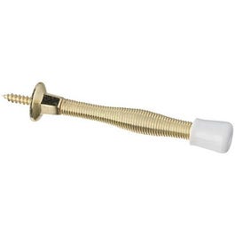 Door Stop, Spring, Polished Brass, 3-In.