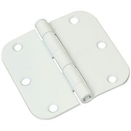 Door Hinge, Interior, Round-Edge, White, 3.5-In.