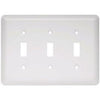 Toggle Wall Plate, 3-Gang, Stamped, Round, White Steel