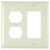 Wall Plate, 2-Gang, Decorator & Duplex, Light Almond Nylon