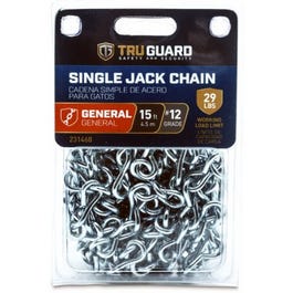 Single Jack Chain, Zinc-Plated Steel, #12 x 15-Ft.