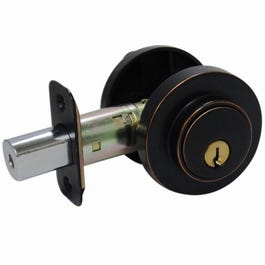 Contemporary Round Deadbolt, Aged Bronze