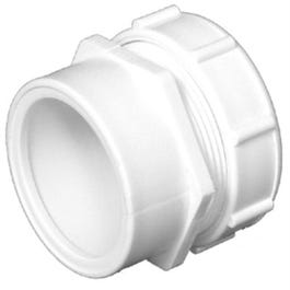 Male Trap Adapter, DWV PVC, S x SJ, White, 1.5 x 1.5-In.