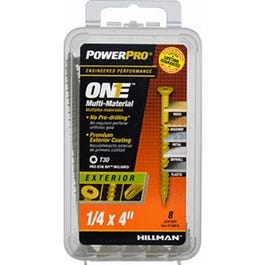 Power Pro One Exterior Screws, Flat Head, Bronze Epoxy Coated, #1/4 x 4-In., 8-Pk.