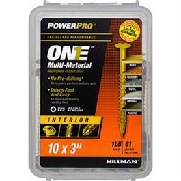 Power Pro One Interior Screws, Wafer Head, Yellow Zinc, #10 x 3-In., 59-Pk.