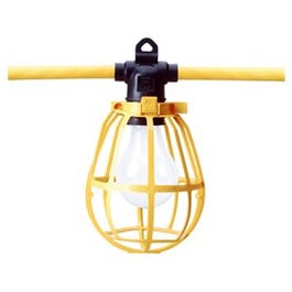 Temporary Work Light, 5 Molded Light Sockets, 150-Watts, Yellow, 50-Ft.