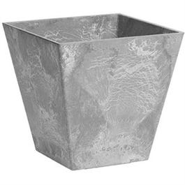 Ella Planter, Resin & Natural Stone, Gray, 10-In. Sq.