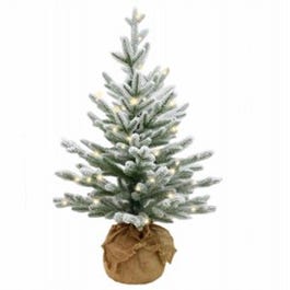 Artificial Pre-Lit Christmas Tree, Feel Real Snowy Cambridge Fir, 35 LED Lights, 2.5-Ft.