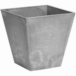 Ella Water-Minder Planter, Plastic, Gray, Indoor/Outdoor, 12-In. Sq.