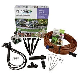 Drip Irrigation Ground Cover & Flowerbed Kit With Timer