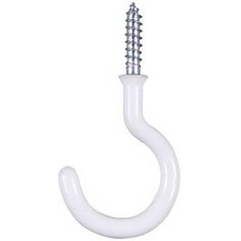 Cup Hook, White, Vinyl Coated, 50-Pk., 0.75-In.