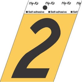 Address Numbers, 2, Angle-Cut, Black & Gold Adhesive, 3.5-In.