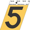 Address Numbers, 5, Angle-Cut, Black & Gold Adhesive, 3.5-In.