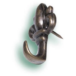 Push Pin Hangers, Fleur-de-Lis, Antique Brass, 3-Pk.