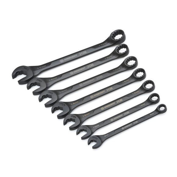 Crescent 7 Pc. X6™ Black Oxide Spline Open End Ratcheting Combination Metric Wrench Set (7 Pc)