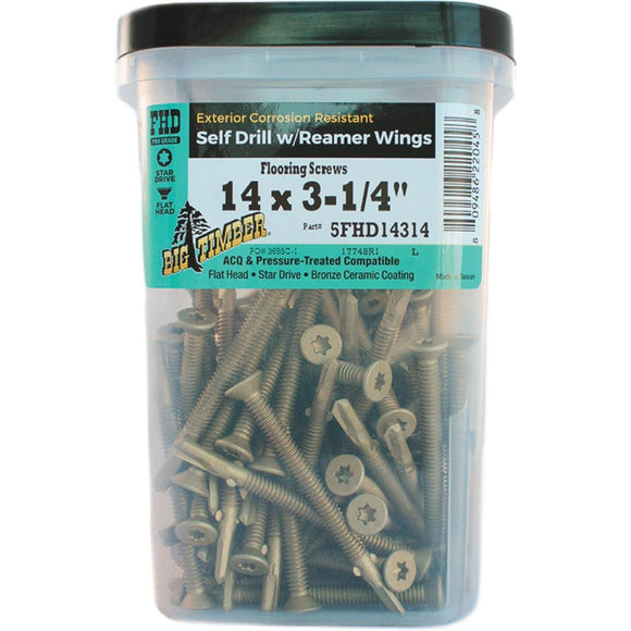 Big Timber #14 x 3-1/4 In. Flat Head Self-Drilling Bronze Reamer Screw (150 Ct., 5 Lb.)