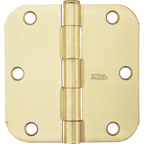 National 3.5 In. Satin Brass 5/8 In. Radius Door Hinge (12-Pack)