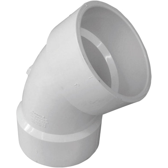 Charlotte Pipe 3 In. 45D PVC Short Radius Elbow