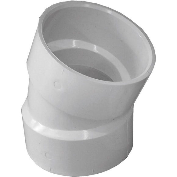 Charlotte Pipe 3 In. 22-1/2D DWV PVC Elbow