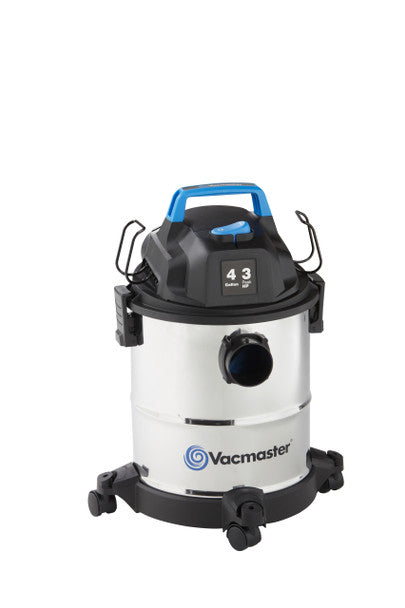 Vacmaster 4-Gallon 3 Peak Hp† Stainless Steel Wet / Dry Vacuum