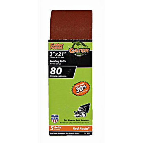 Gator Aluminum Oxide sanding belts 3 X 21 80 Grit (3 X 21)