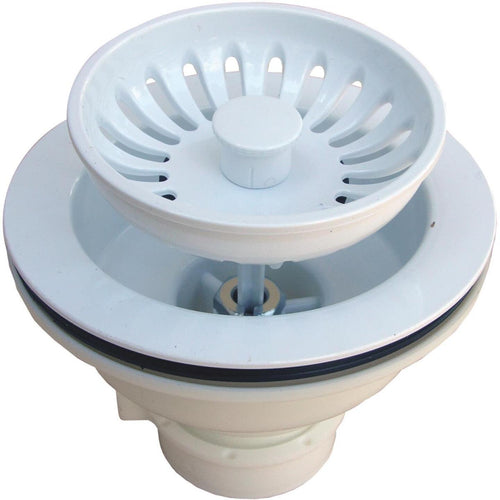 Lasco 3-1/2 In. Heavy-Duty Basket Strainer Assembly, White