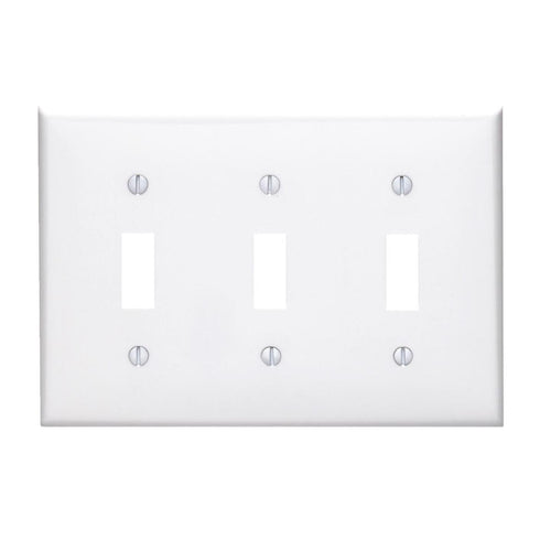 Leviton 3-Gang Thermoplastic Nylon Toggle Switch Wall Plate, White