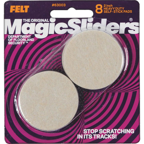 Magic Sliders 2 In. Round Oatmeal Self-Adhesive Heavy-Duty Furniture Pad (8-Pack)
