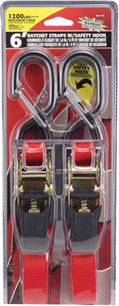 STRAP W/SAFETY HOOK 1 IN X 6 FT RED
