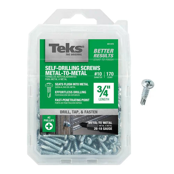 Teks #10 x 3/4 in. Phillips Pan-Head Self-Drilling Screws
