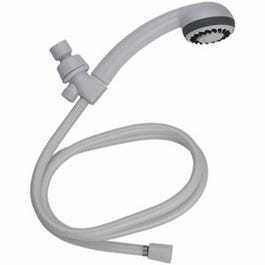 Showerhead, Handheld, 3 Settings, White Plastic