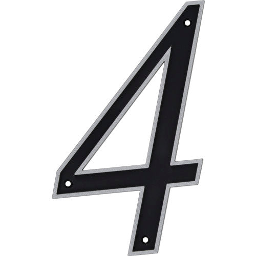 Hillman Black & Silver Reflective Plastic House Number 4