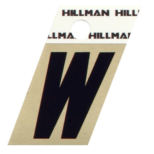 Hillman Adhesive Angle-Cut Letter W Black and Gold