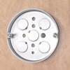 Southwire 3-1/2 Round Pan Box, 1/2 Deep - Drawn W/Conduit KO's, Fixture Earss2-3/4 O.C.