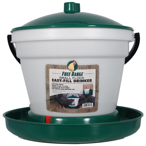 FREE RANGE EZ FILL PLASTIC POULTRY WATERER (3.5 GALLON, GREEN/WHITE)