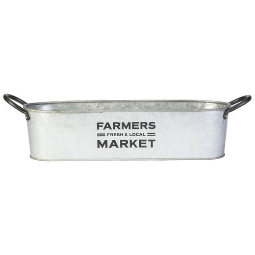 SMALL FARMER'S MARKET OVAL PLANTER (12 INCH, GALVANIZED)